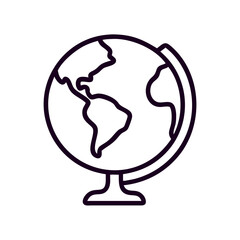 Globe illustration in simple line art style for education and geography  