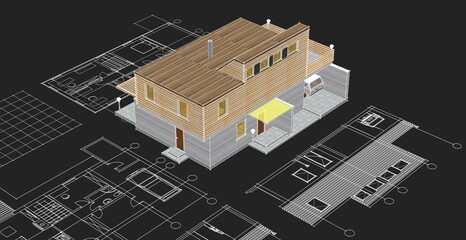  architecture modern house 3d illustration