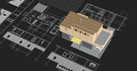  architecture modern house 3d illustration