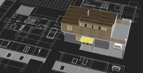  architecture modern house 3d illustration
