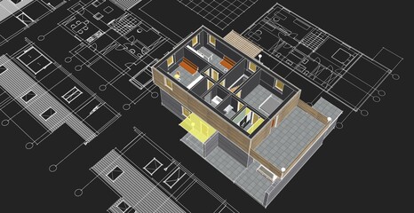  architecture modern house 3d illustration