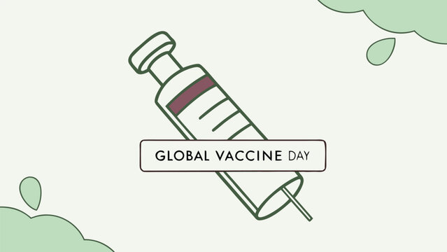 Global Vaccine Day:  A minimalist, illustrated syringe design, conveying hope, health, and global immunization initiatives for a healthier future, promoting awareness and preventative healthcare.