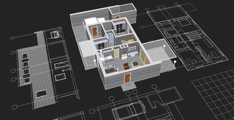  architecture modern house 3d illustration