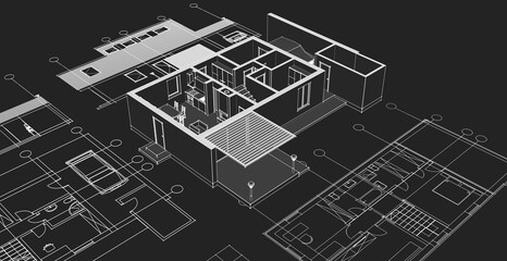  architecture modern house 3d illustration