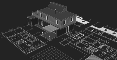  architecture modern house 3d illustration