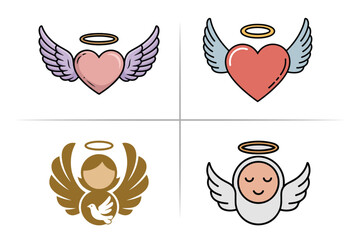 Christian Angel Wings Clipart Bundle – Holy Wings, Crosses, Halos, Doves & Faith Elements – Ideal for Memorial, Heaven, Prayer, Bible Verses & T-Shirt Design – Editable Vector Graphics Set