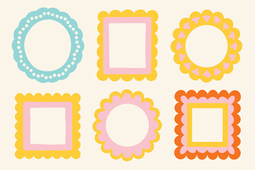 
Vector Collection Colorful Decorative Picture Frames in Pastel Tones  
