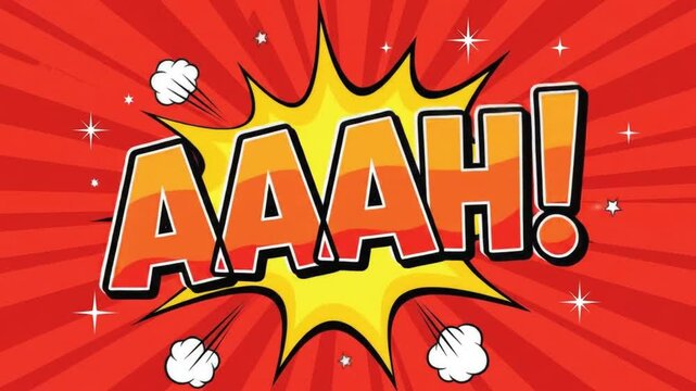 "AAAH!" word explodes with radial rays, conveying comic book style surprise, with copy space for dynamic graphic design. - Powered by Adobe
