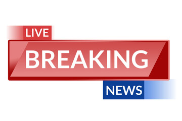 Breaking News Lower Third Banner with Flashing Red Alert Bar for Live TV Broadcast,  Live News Update Graphic Template with Bold Typography and Globe Icon