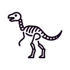 Dinosaur skeleton illustration in playful outline style  