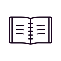 Open book illustration in simple line art style for education  