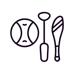 Sports equipment set including baseball bat, ball, and glove  