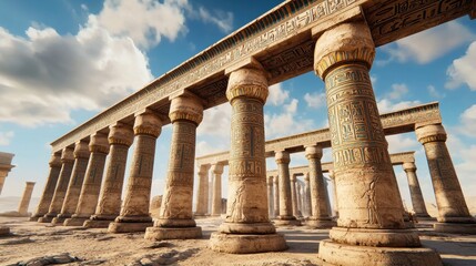 Fototapeta premium Ancient Stone Columns in a Desert Landscape under a Sunny Sky