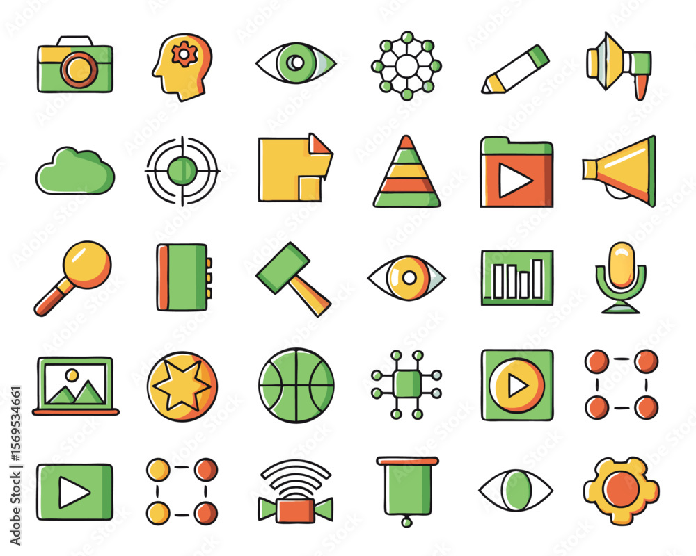 Aufkleber comprehensive collection of creative symbols for generating digital media content including visuals 