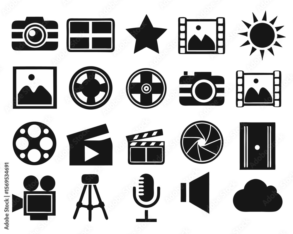 Poster comprehensive collection of creative icons symbolizing artificial intelligence encompassing the gene