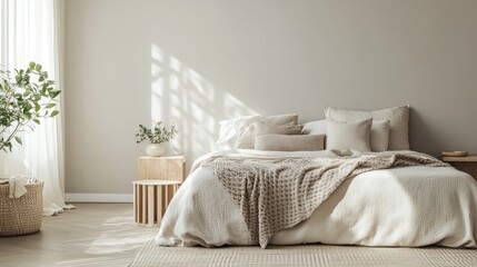 Serene bedroom interior featuring natural light and soft neutral tones