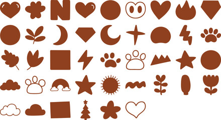 Brown Shapes Icons  Symbols for Design Projects