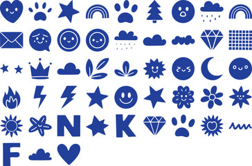 Blue Glyph Icons A Collection of Cute and Fun Symbols for Design