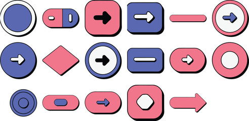 Arrow Buttons UI Design Elements Navigation Icons Retro Game Assets Website Graphics App Interface