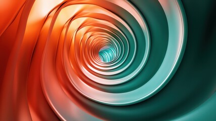 Colorful Swirling Abstract Tunnel tunnel colorful spiral swirl vortex depth perspective gradient color gradient orange red teal green blue shiny metallic rendering digital art futuristic dynamic shape