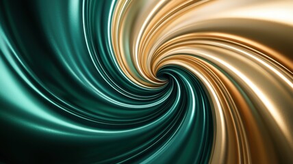 Abstract Swirling Metallic Gold and Teal Vortex abstract vortex gold teal metallic swirl tunnel spiral turquoise shimmering glossy render digital art background texture pattern curve line motion flow