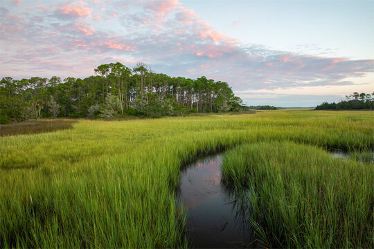 Sunrise along the salt marsh of the Tolomato River