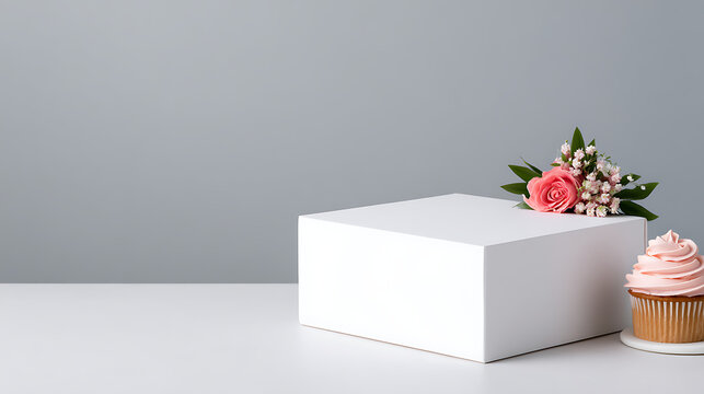 cake box mock up template for takeaway pastry design on grey background 54599388 1