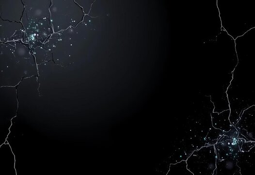 Dark grey abstract background with glittering particles, futuristic tech crack texture,  dark,  night sky - Powered by Adobe