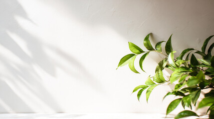 明るい光と影に映える観葉植物