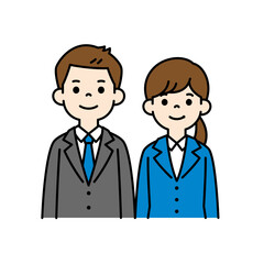 就職活動をしている若い男女の上半身イラスト素材セット＿ベクター＿カラー