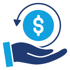 Cashback Flat Blue Icon