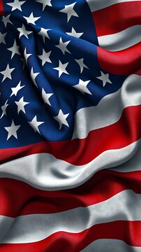 US Flag with Draped, Stars, and Stripes.