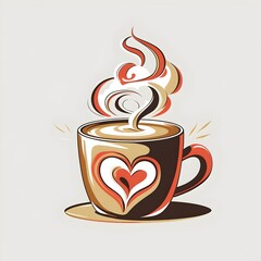 Stylish Coffee Cup Vector Art – Fresh Brew, Barista, Morning Energy, Isolated on White