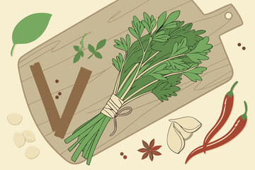 vegetables on a wooden board