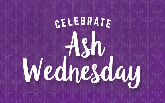 Celebrating Ash Wednesday. A cross on a purple background with leaf pattern to represent the religious holiday. High quality