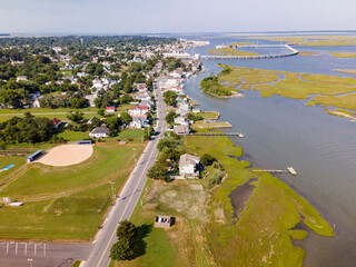 Quiet coastal neighborhood by the Atlantic Ocean in Virginia in summer.