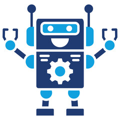 Robot Flat Blue Icon