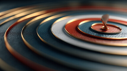 Close up view of concentric circles in blue white and red colors