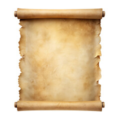Old paper scroll texture isolated on transparent background