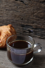 Croissant bun bread bakery and coffee black breakfast