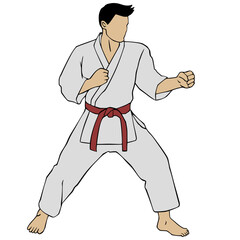 Karate Pose Illustration Simple Cartoon