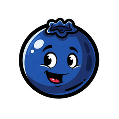 Fototapeta premium Whimsical Smiling Fruit: Cartoon Blueberry Design, Cheerful Blueberry Emoji: Fun Food Graphic, Vibrant Blueberry Character with a Happy Expression.