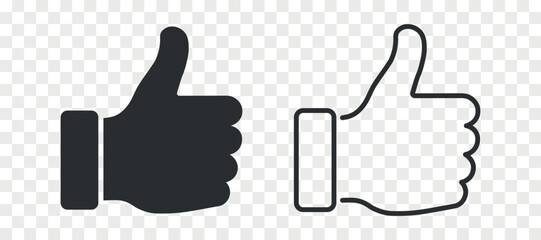Thumb up and thumb down flat vector icon