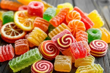 Colorful gummy candies arranged in a tray showcasing various shapes and flavors for a sweet treat experience