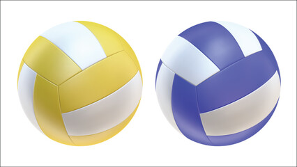 3d volleyball ball icon. Ball white blue yellow. 3d vector render Symbol or emblem football . Vector illustration