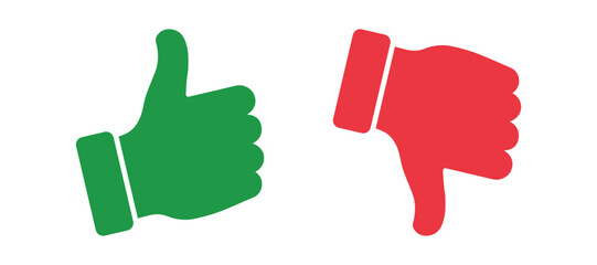 Thumb up and thumb down flat vector icon
