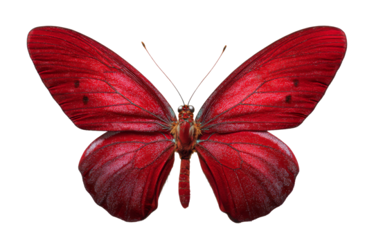 Vibrant red butterfly display nature close-up studio