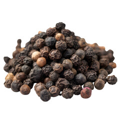 Obraz premium A close up shot of a pile of black peppercorns on a white background view
