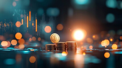 Investing in cryptocurrency virtual market trends digital finance urban environment close-up view economic growth