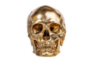Fototapeta premium Golden skull sculpture art studio still life indoor close-up